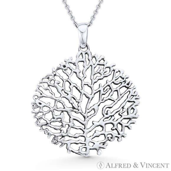 Antique-Finish Tree-of-Life Charm .925 Sterling Silver Pendant - Picture 1 of 1